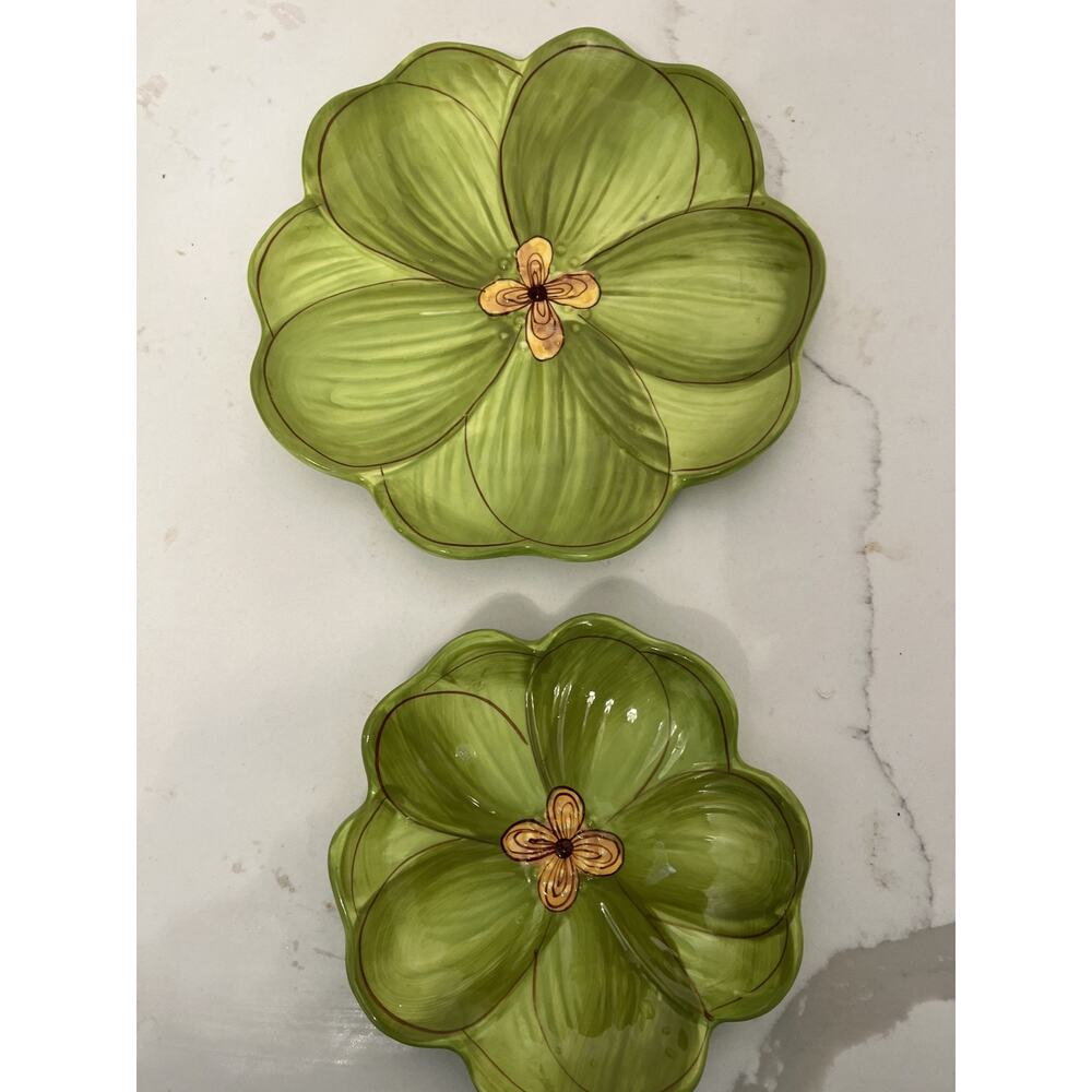 Laurie Gates Lola Stoneware Green Scalloped Serving Plates RETIRED- 2 Plates - Picture 6 of 7